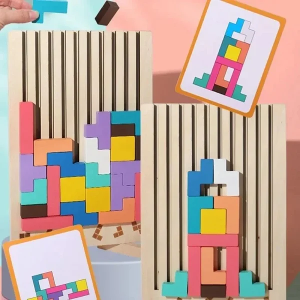 Montessori Wooden Tetris - Educational Fun Toy - Image 2