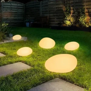 Solar Garden Lights Outdoor Pebble Shape