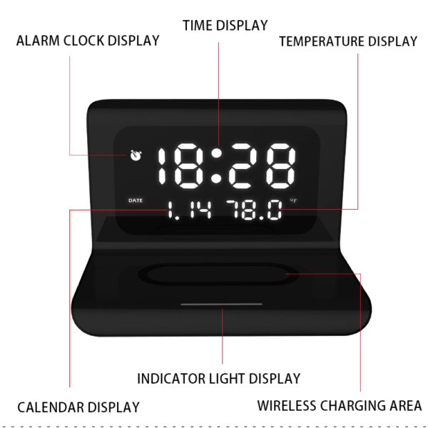 3 in 1 Multifunction Wireless Charging Clock - Image 4