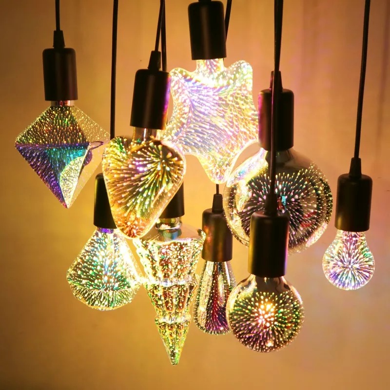 3D Colorful LED fireworks Light Bulb - Image 3