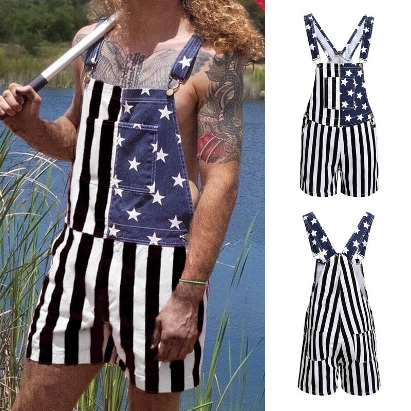 American Flag Unisex Overalls Shorts - Image 3
