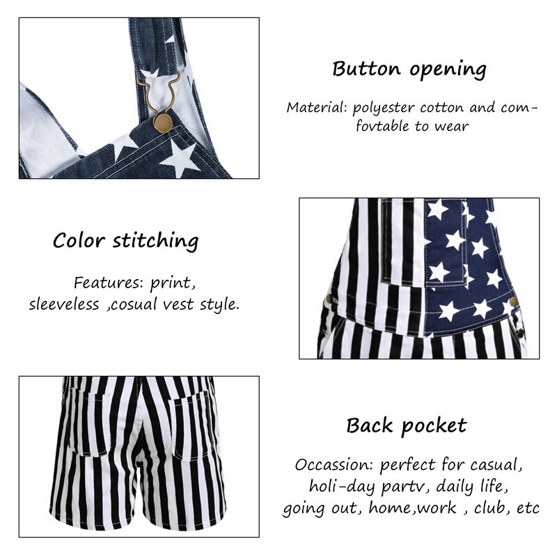 American Flag Unisex Overalls Shorts - Image 4