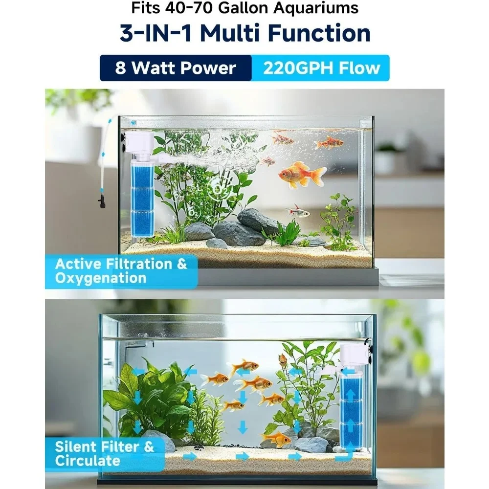 Built-in Fish Tank Filter – Powerful & Silent Aquarium Cleaner - Image 3