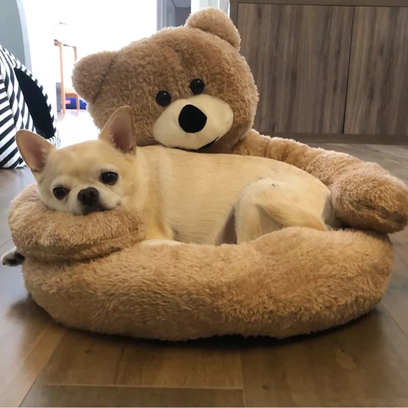 Cute Bear Hug Pet Bed - Image 4