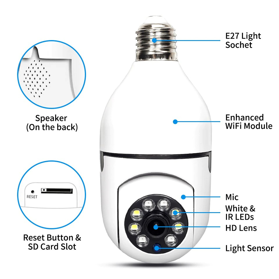 E27 Bulb Wireless 360 Security Camera - Image 4