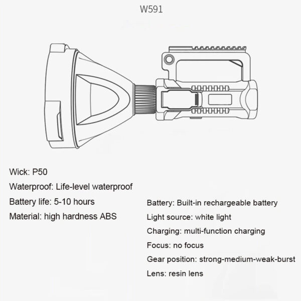 Rechargeable Handheld Spotlight Flashlight 90000 High Lumens - Image 4