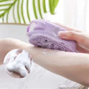 Silicone Body Scrubber Bath Sponge - 2 in 1 Exfoliating Body Brush