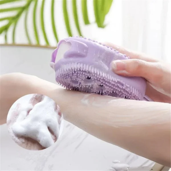 Silicone Body Scrubber Bath Sponge - 2 in 1 Exfoliating Body Brush