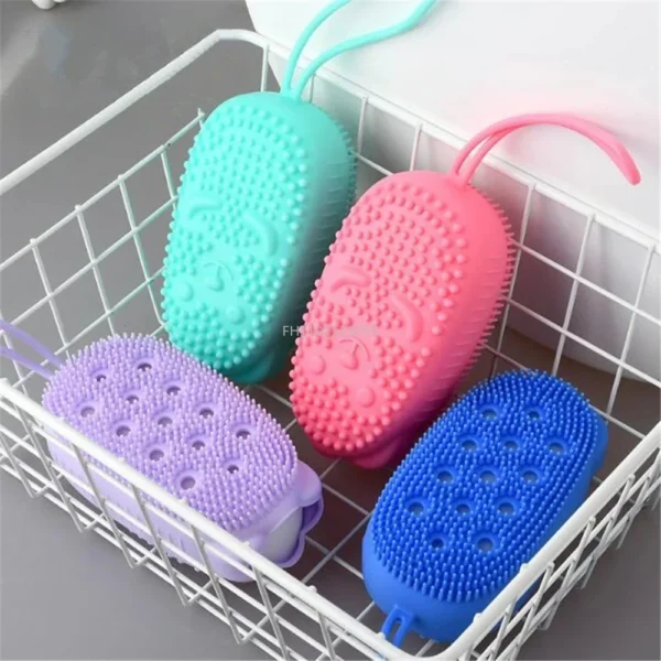 Silicone Body Scrubber Bath Sponge - 2 in 1 Exfoliating Body Brush - Image 3