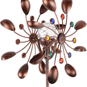 Solar Powered Glass Ball Wind Spinner