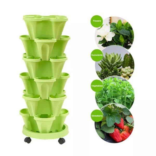 Stackable Plants Pot - 6 Trays+ Wheel Tray - Image 3