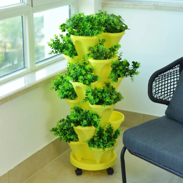 Stackable Plants Pot - 6 Trays+ Wheel Tray - Image 4