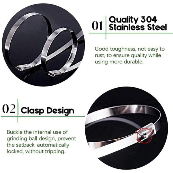 Stainless steel cable ties (100 Pcs) - Image 4