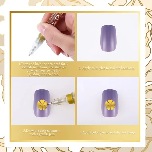 Ultra Thin Curve Manicure Felt Pen 4pcs - Image 2