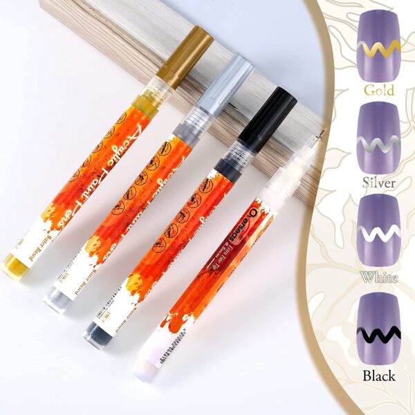 Ultra Thin Curve Manicure Felt Pen 4pcs - Image 3