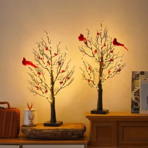 Vintage Glowing Tree with Cardinals