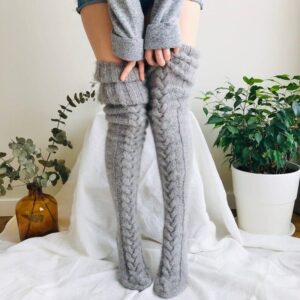Warm Wool Knitted Over Knee Long Socks