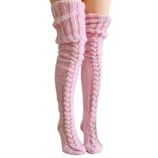 Warm Wool Knitted Over Knee Long Socks - Image 3
