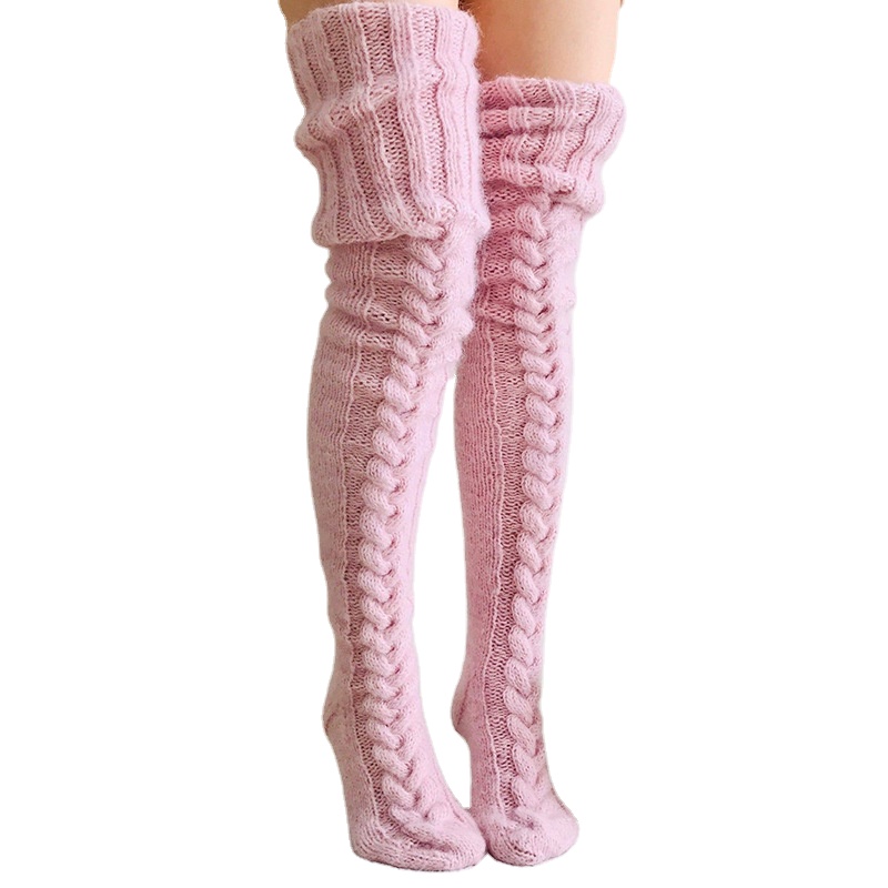 Warm Wool Knitted Over Knee Long Socks - Image 3