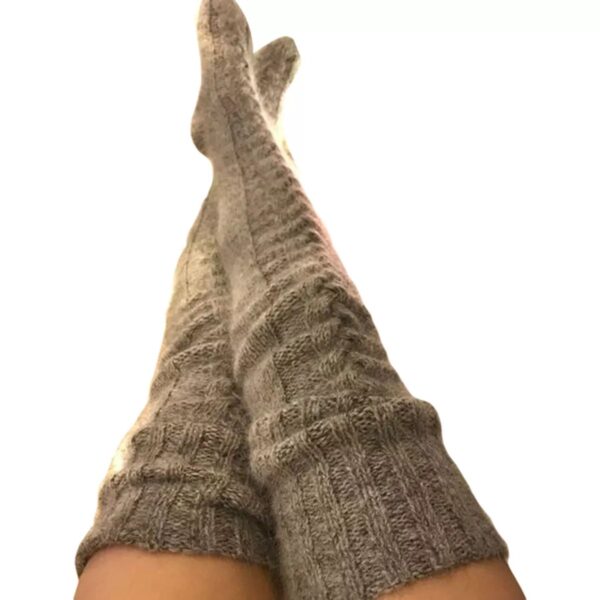 Warm Wool Knitted Over Knee Long Socks - Image 5