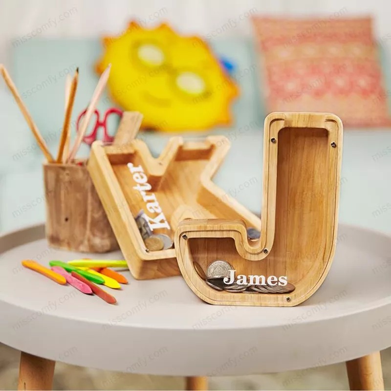 Wooden Letter Piggy Bank - Image 2