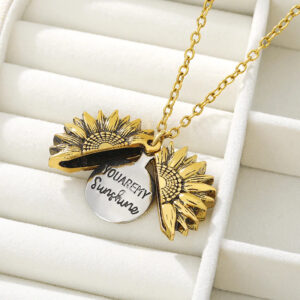 "You Are My Sunshine" Open Locket Sunflower Necklace