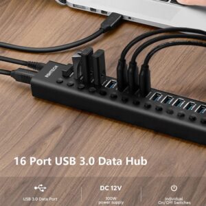 16 Ports USB 3.0 Hub with Individual On/Off Switches Splitter