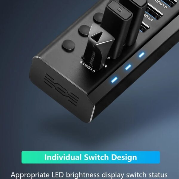 16 Ports USB 3.0 Hub with Individual On/Off Switches Splitter - Image 3