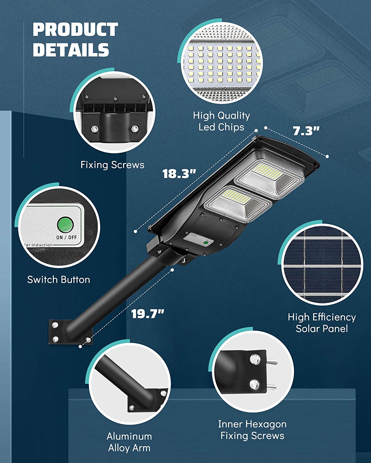 60W SOLAR STREET HIGH BRIGHTNESS LIGHT - Image 5