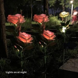 ARTIFICIAL ROSE SOLAR GARDEN STAKE LIGHTS -5 PACKS