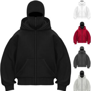 Balaclava Hoodie – Double Hooded Zip-Up Windproof Sweatshirt with Built-In Warm Mask