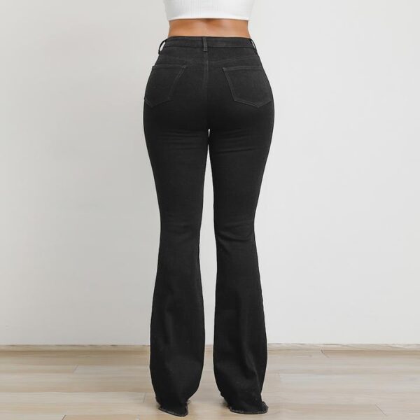 Black High Waist Distressed Flare Jeans - Image 2