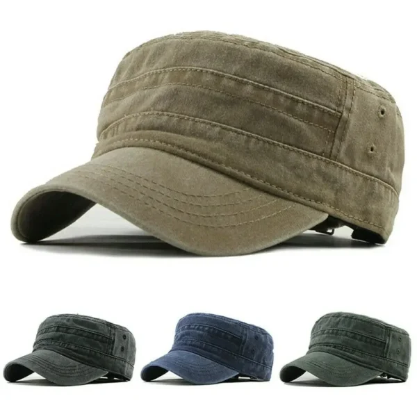 Classic Military-Style Cotton Cadet Cap