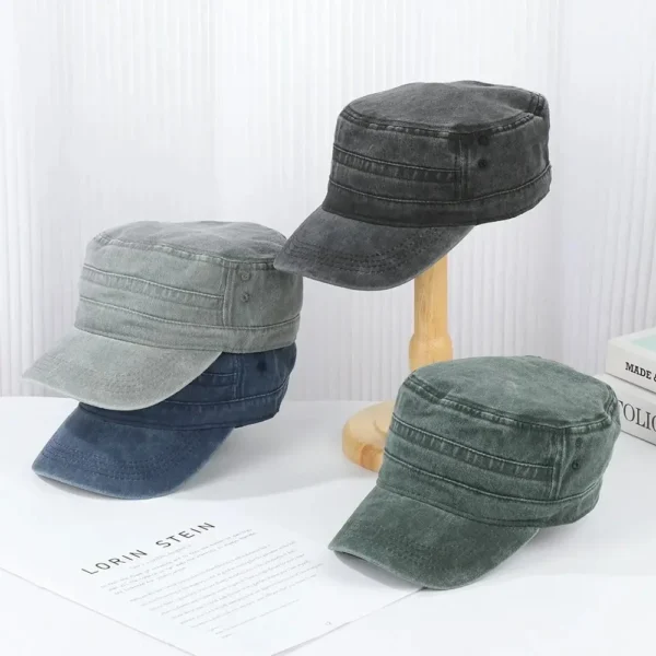 Classic Military-Style Cotton Cadet Cap - Image 2