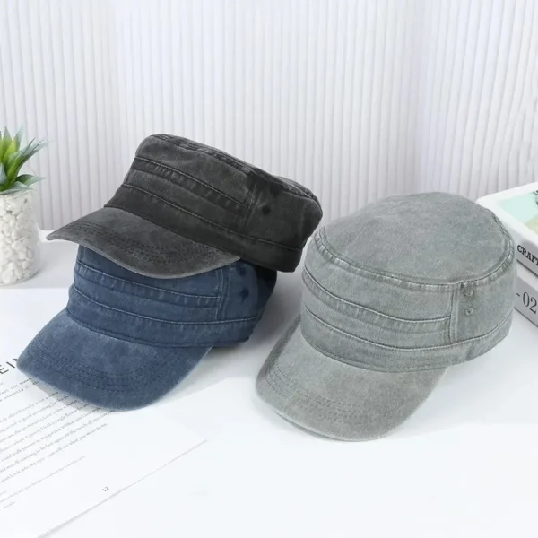 Classic Military-Style Cotton Cadet Cap - Image 7
