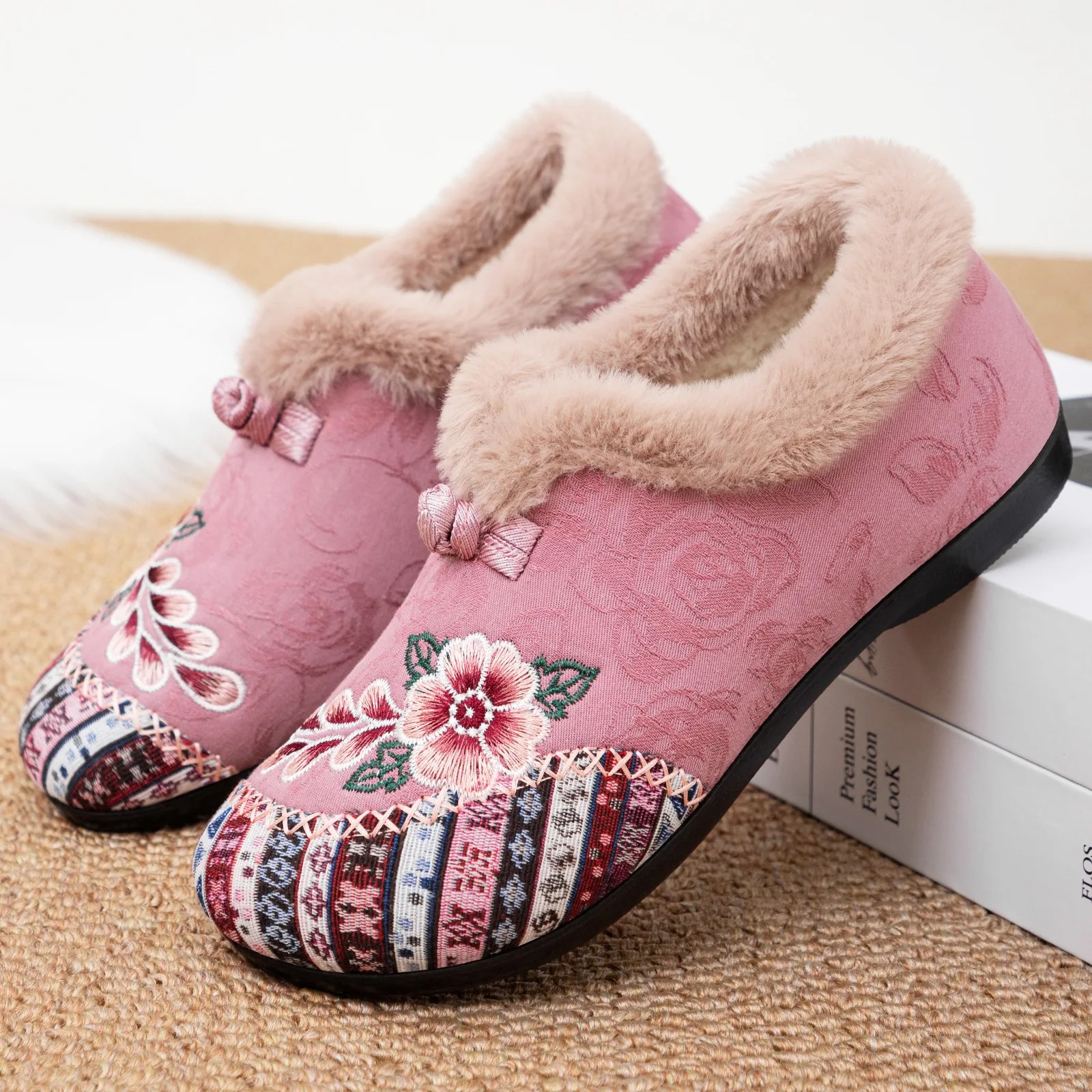 Cozy Embroidered Winter Slippers - Image 6