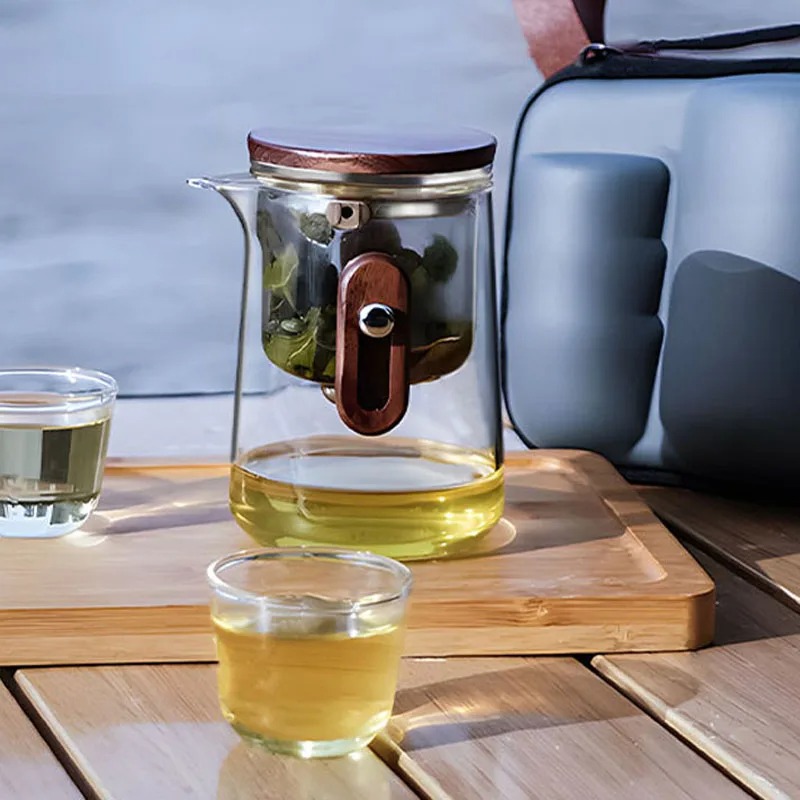 Elegant Travel Tea Set with Glass Teapot & Cups - Image 2