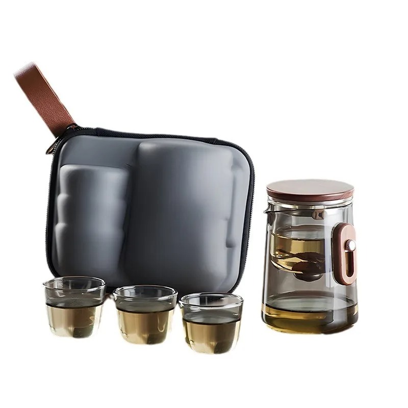 Elegant Travel Tea Set with Glass Teapot & Cups - Image 9