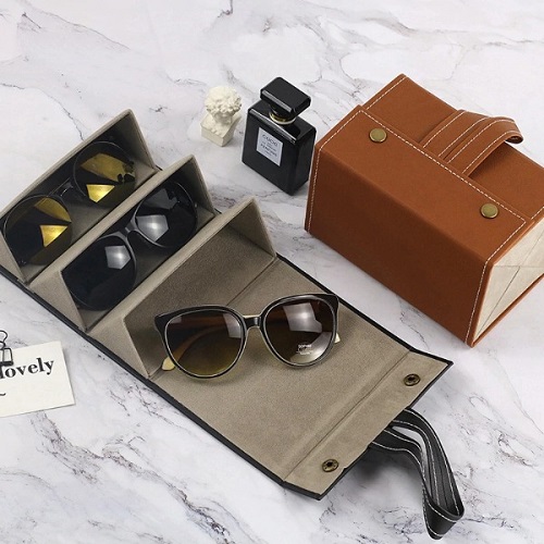 Leather Multiple Glasses Storage Case - 6 PAIRES