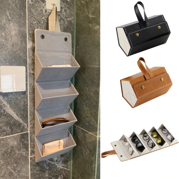 Leather Multiple Glasses Storage Case - 6 PAIRES - Image 2