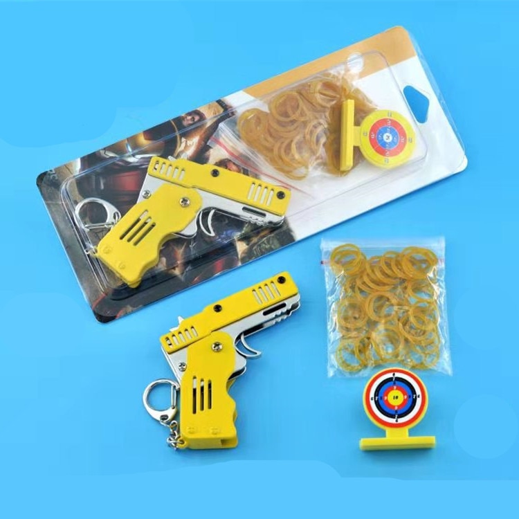 Mini Folding Rubber Band Gun Toy Keychain - Image 2