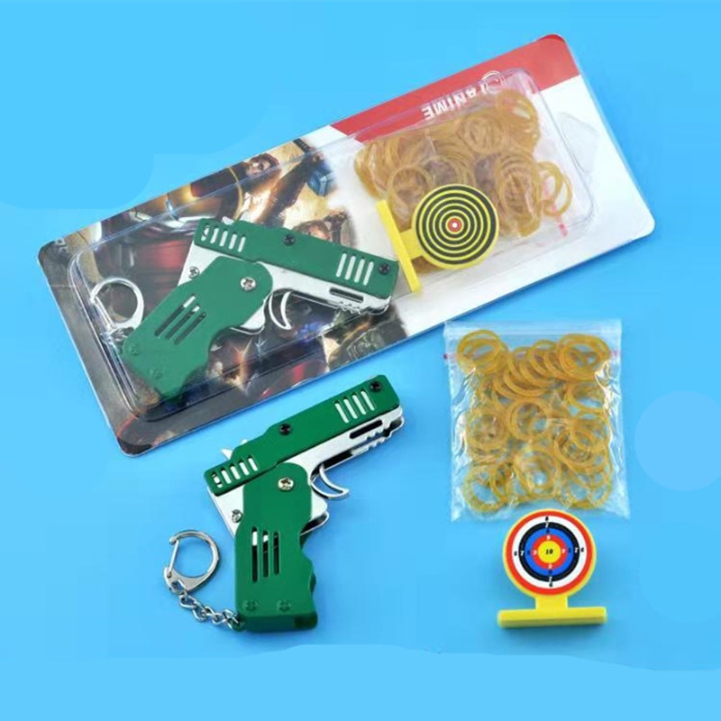 Mini Folding Rubber Band Gun Toy Keychain - Image 6