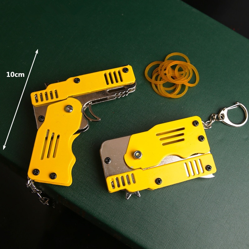 Mini Folding Rubber Band Gun Toy Keychain - Image 5