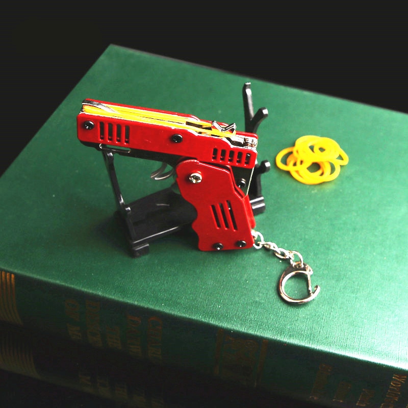 Mini Folding Rubber Band Gun Toy Keychain - Image 3