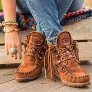 Vintage Fringe Suede Ankle Boots