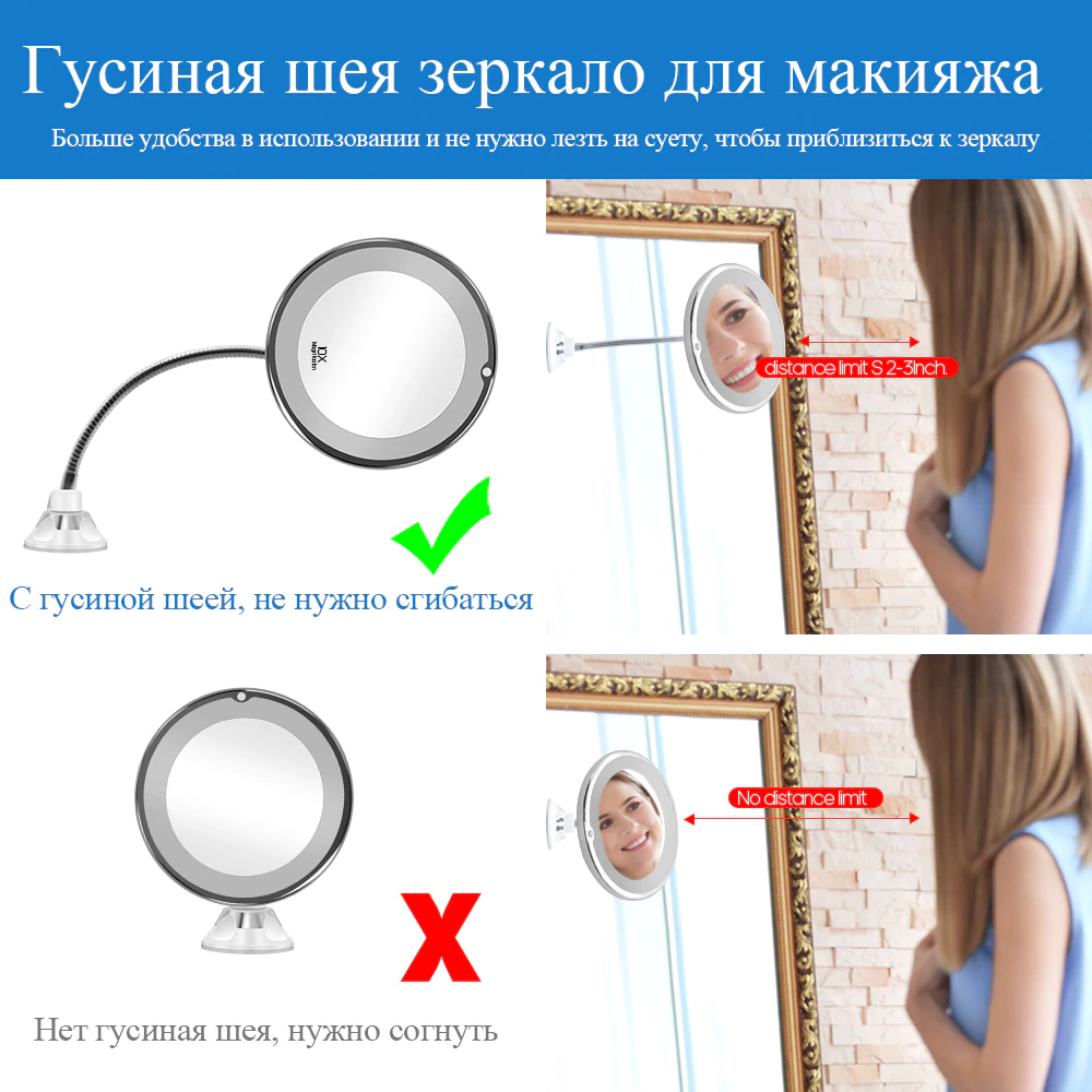 10x Magnifying LED Lighted Makeup Mirror - Image 4