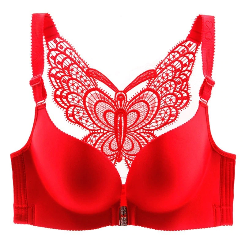 Butterfly Embroidery Front Closure Wireless Bra - Image 4