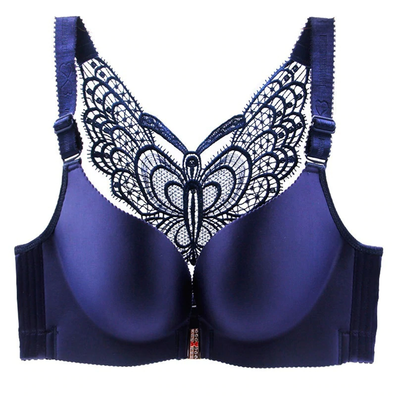 Butterfly Embroidery Front Closure Wireless Bra - Image 5