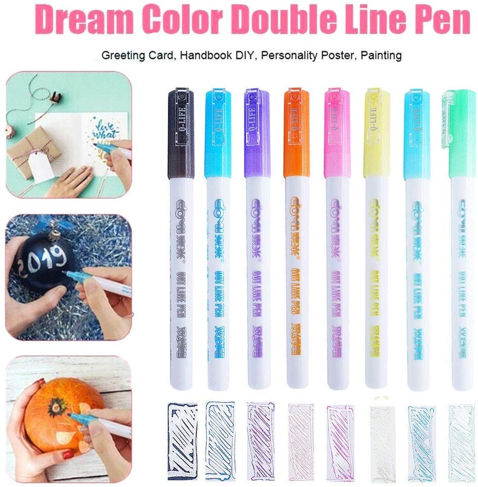 Double Line Metallic Fluorescent Pen