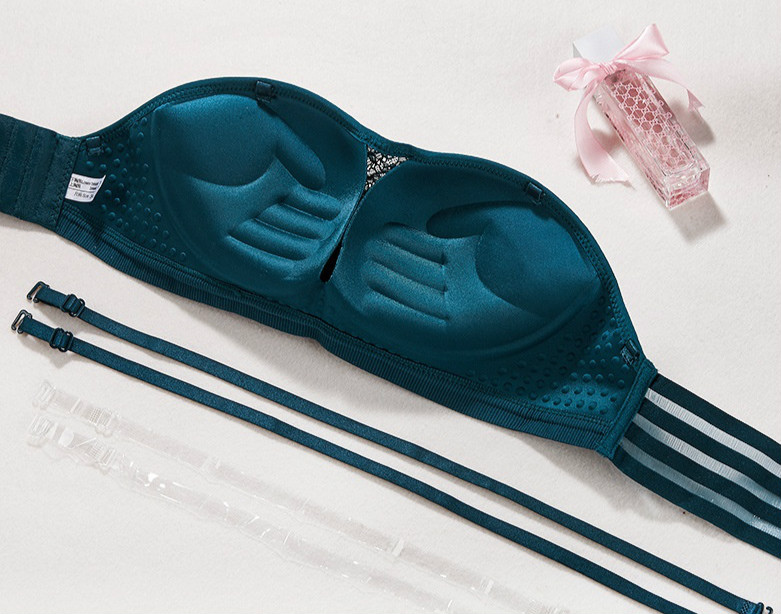 Lace Bandeau Drawstrings Push Up Bra - Image 3